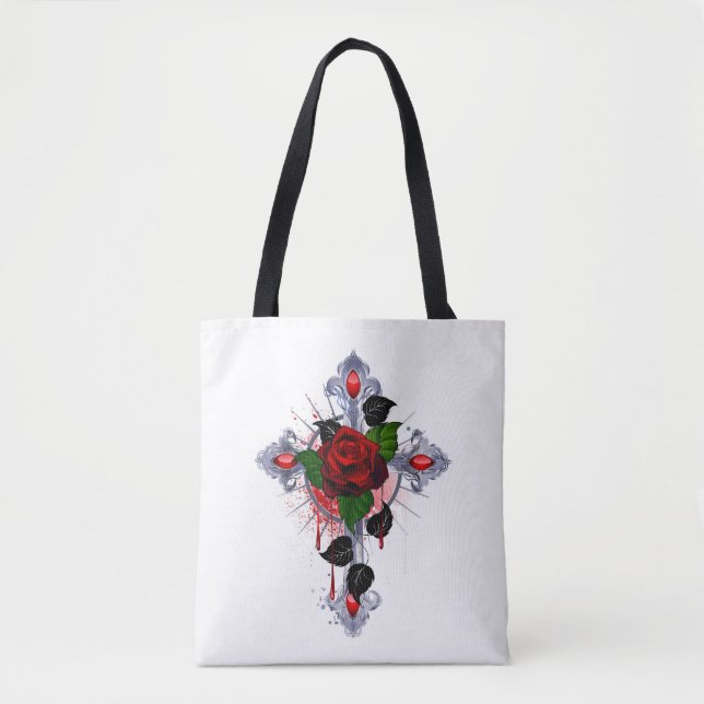 Silberkreuz mit Rote Rose (Vorderseite)
