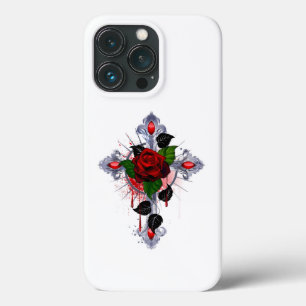 Silberkreuz mit Rote Rose Case-Mate iPhone Hülle