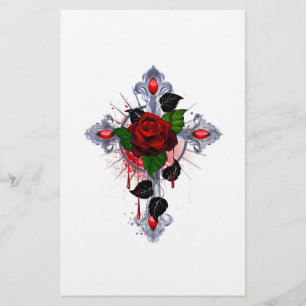 Silberkreuz mit Rote Rose Flyer