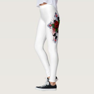 Silberkreuz mit Rote Rose Leggings