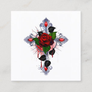 Silberkreuz mit Rote Rose Rabattkarte