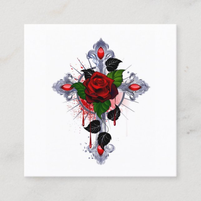 Silberkreuz mit Rote Rose Rabattkarte (Vorderseite)