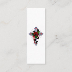 Silberkreuz mit Rote Rose Telefonnummerkarte