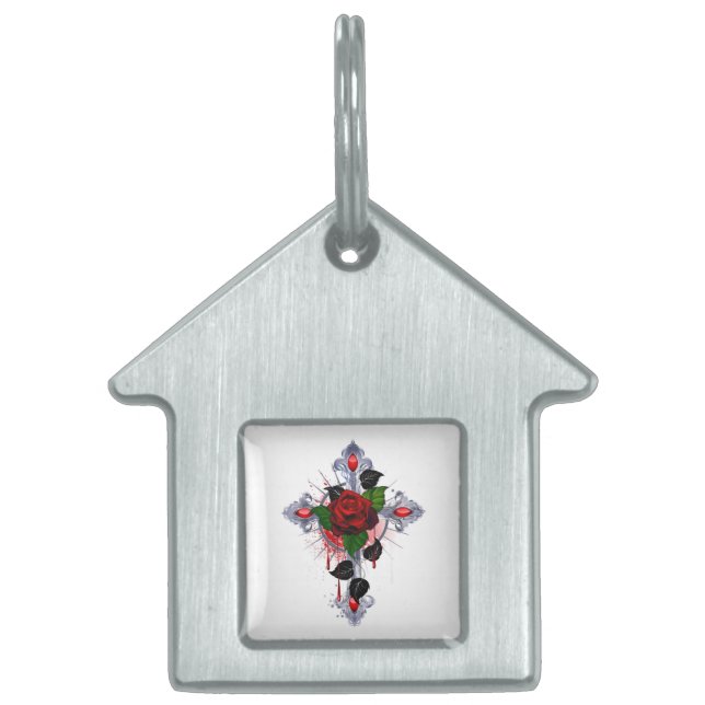 Silberkreuz mit Rote Rose Tiermarke (Vorderseite)