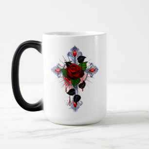 Silberkreuz mit Rote Rose Verwandlungstasse