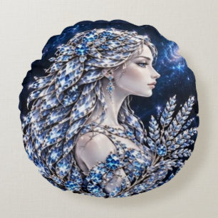 Silberkristall Jungfrau Luxury Collection Rundes Kissen