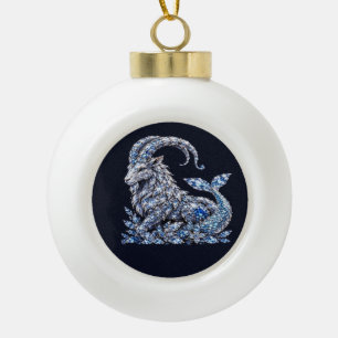 Silberkristall Steinbock Luxus-Tierkreiszeichen Keramik Kugel-Ornament