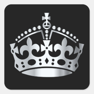 Silberkrone 'Keep Calm' - Hintergrund ändern Quadratischer Aufkleber