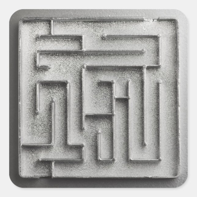 Silberlabyrinth Quadratischer Aufkleber (Vorderseite)