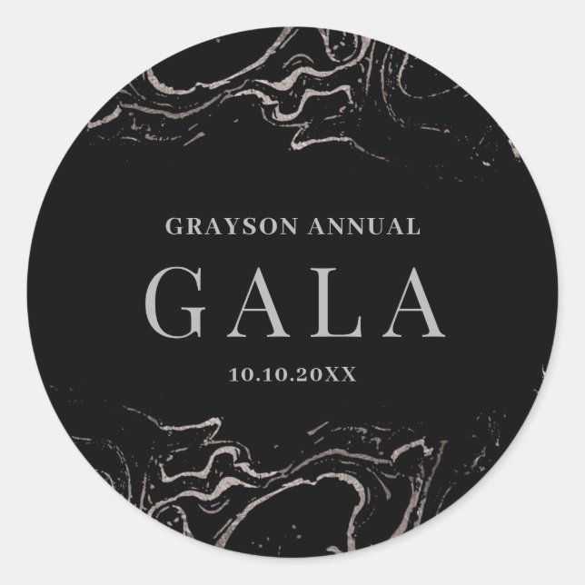 Silbermarmor Runder Aufkleber (Vorderseite)