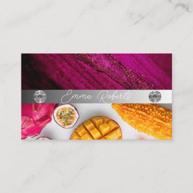 Silbermarmorkarte Rosa Diamantcoach Business Card Visitenkarte (Vorderseite)