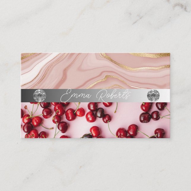 Silbermarmorkarte Rosa Diamantcoach Business Card Visitenkarte (Vorderseite)