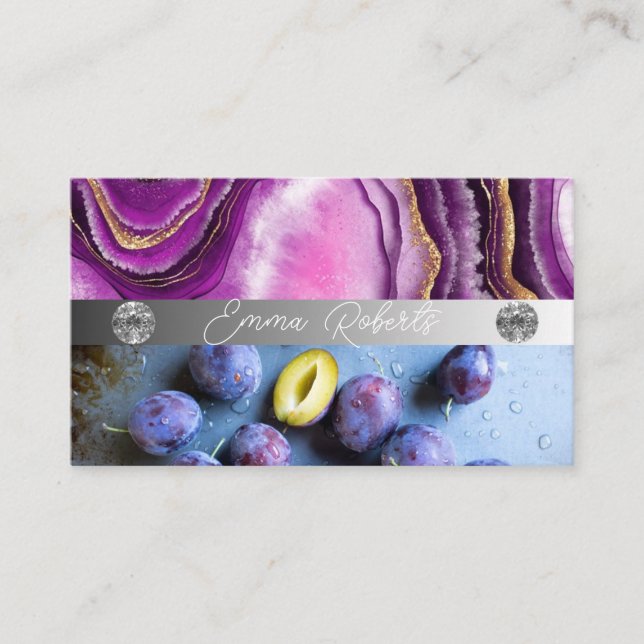 Silbermarmorkarte Rosa Diamantcoach Business Card Visitenkarte (Vorderseite)