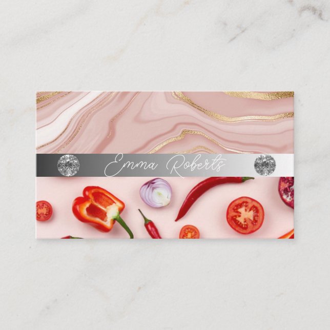 Silbermarmorkarte Rosa Diamantcoach Business Card Visitenkarte (Vorderseite)