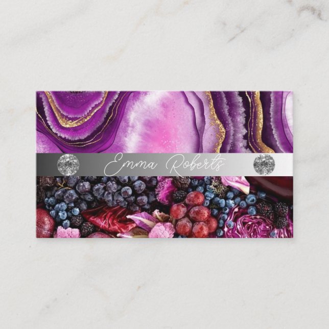 Silbermarmorkarte Rosa Diamantcoach Business Card Visitenkarte (Vorderseite)