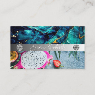 Silbermarmorkarte Rosa Diamantcoach Business Card Visitenkarte