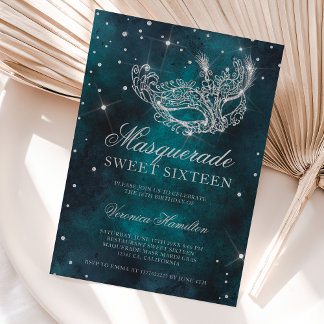 Silbermaskenmaske für Glitzer aquamarin grün Sweet Einladung