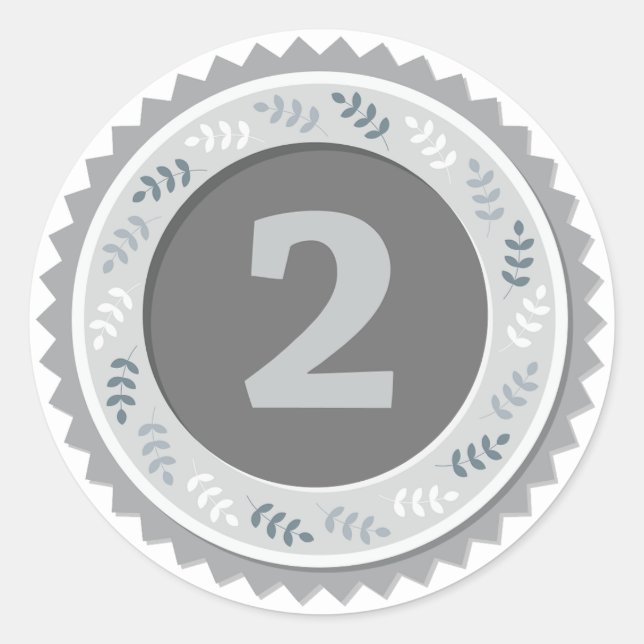 Silbermedaille 2. Platz Dunkel Runder Aufkleber (Vorderseite)