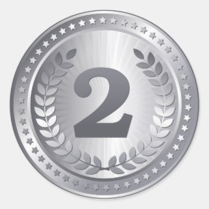 Silbermedaille 2. Platz Sieger Aufkleber