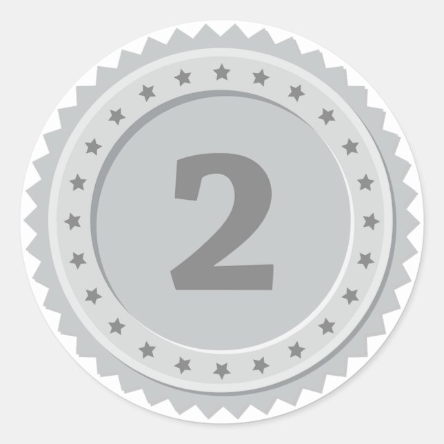 Silbermedaille für den 2. Platz Runder Aufkleber (Vorderseite)