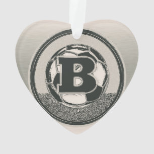 Silbermedaille-Fußball-Monogramm-Buchstabe B Ornament