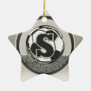 Silbermedaille-Fußball-Monogramm-Buchstabe S Keramik Ornament