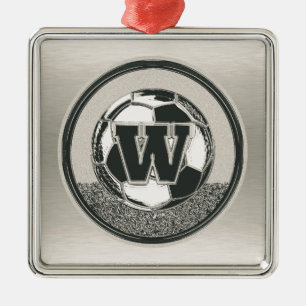 Silbermedaille-Fußball-Monogramm-Buchstabe W Ornament Aus Metall