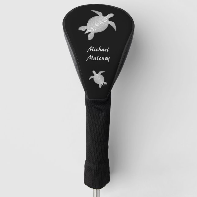 Silbermeerschildkröte Ihr Name Golf Headcover (Vorderseite)