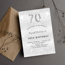 Silbermetall-Glitzer zum 70. Geburtstag Einladung