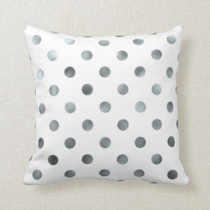 Silbermetalle Imitat Foil Polka Dot White Kissen