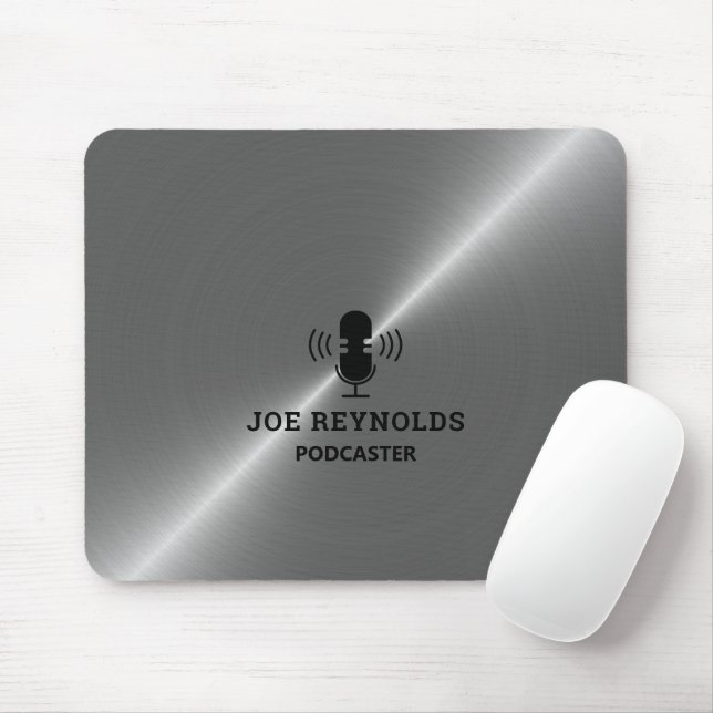 Silbermetalleffekt, Podcaster, Podcast Mousepad (Mit Mouse)