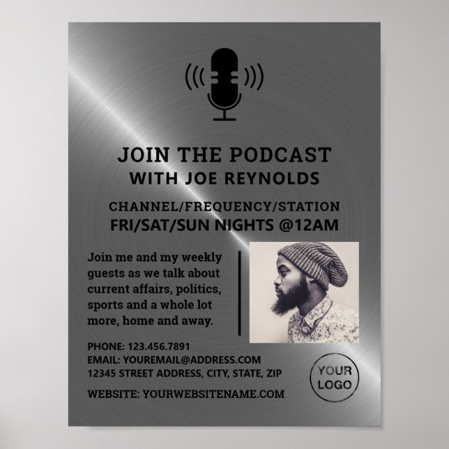 Silbermetalleffekt, Podcaster, Podcast Poster (Vorne)