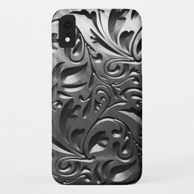 Silbermetallgravur aus abstraktem Graustahl Case-Mate iPhone Hülle (Rückseite)