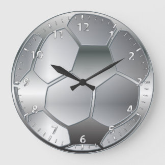 Silbermetallischer Effekt Fußball Star Große Wanduhr