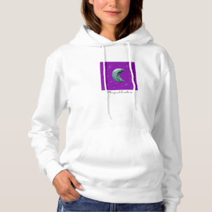 Silbermond und Sterne Lila Hintergrund Hoodie