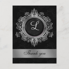 Silbermonogramm Hochzeit danke Postkarte