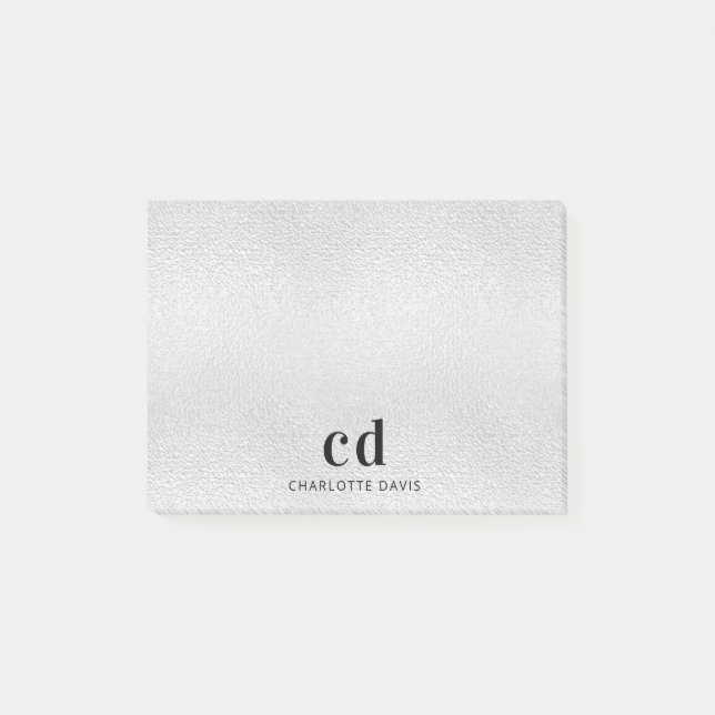 Silbermonogramm Initialen Name Post-it Klebezettel (Vorderseite)