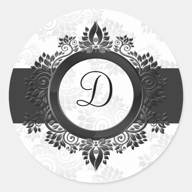 Silbermonogramm-Umschlag Aufkleber (Vorderseite)