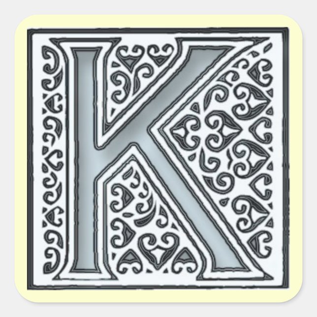 silbermosaikfliesen monogramm - quadratischer aufkleber (Vorderseite)