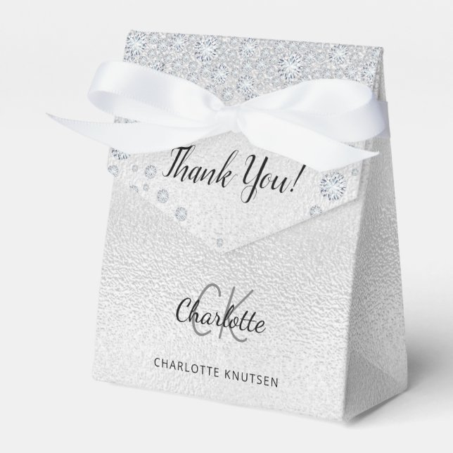 Silbername Geburtstag elegant Geschenkschachtel (Vorderseite)