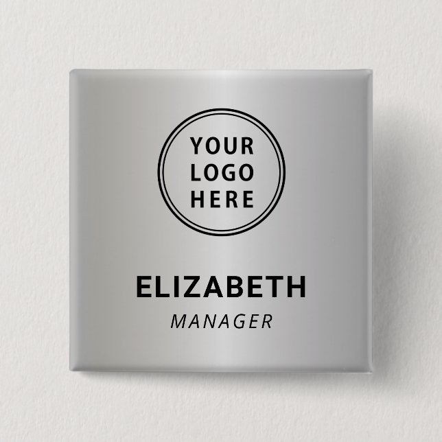 Silbername-Tag für moderne Firmenlogos Button (Vorderseite)