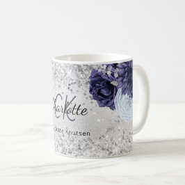 Silbernaveblasblauer Blütenblattmuster, eleganter  Kaffeetasse