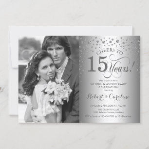 Silberne 15. Hochzeitstag-Jubiläum mit Foto Einladung