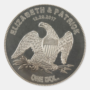 Silberne 1865 Dollar Hochzeit oder Jahrestag Runder Aufkleber