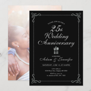 Silberne 25. Hochzeitstag-Einladungskarte Einladung