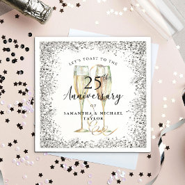 Silberne 25. Hochzeitstag-Jubiläumsfeier Serviette