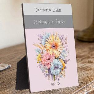 Silberne 25. Jubiläumsblumen Namen rosa Fotoplatte
