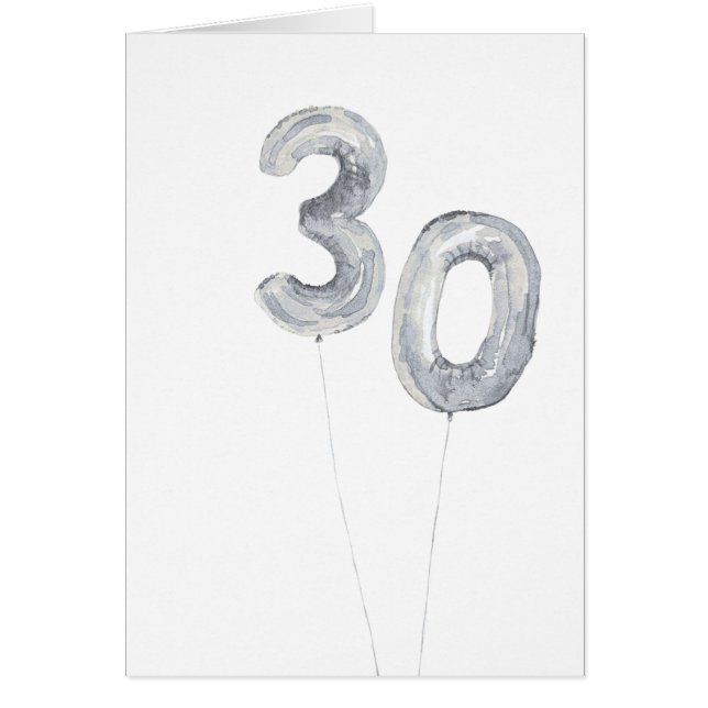 silberne 30. Geburtstagsballons (Vorne)