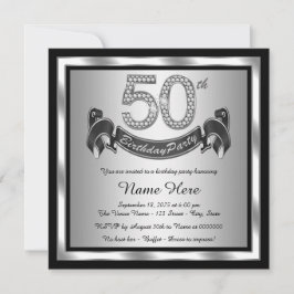 Silberne 50. Geburtstagsparty Einladung