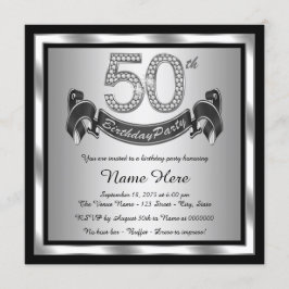 Silberne 50. Geburtstagsparty Einladung